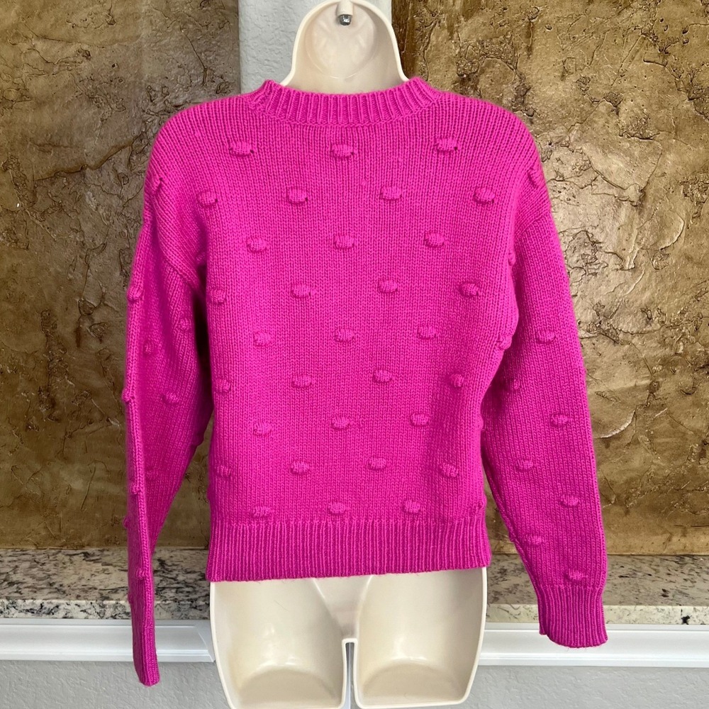 NWT Ann Taylor Bobble Knit Sweater Womens XS Pink Crew Neck Preppy Barbiecore - Picture 6 of 13